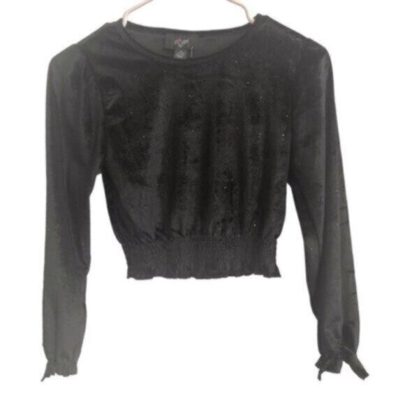 NWT  I.N. Girl Girls Black Glitter Blouse Small - Picture 1 of 6